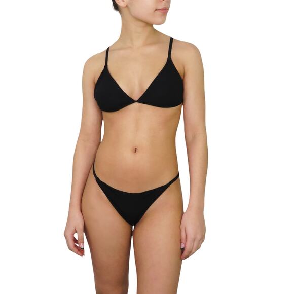 Shein Black Triangle Bikini Mini Thong Triangl Bikini Set Medium - Picture 5 of 5